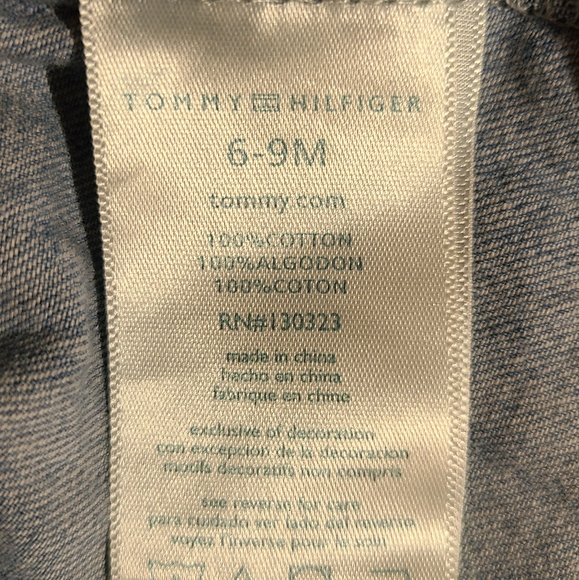 Tommy Hilfiger size 6-9M denim chambray overall jumper dress - Picture 11 of 11